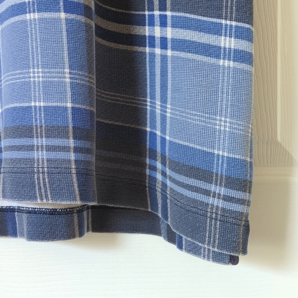 Nautica 90's Vintage Preppy Plaid Short Sleeve Henley Polo Shirt Navy Blue XL - Picture 8 of 10